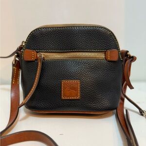 Vintage Dooney & Bourke Black Pebbled Leather Mini Crossbody Bag